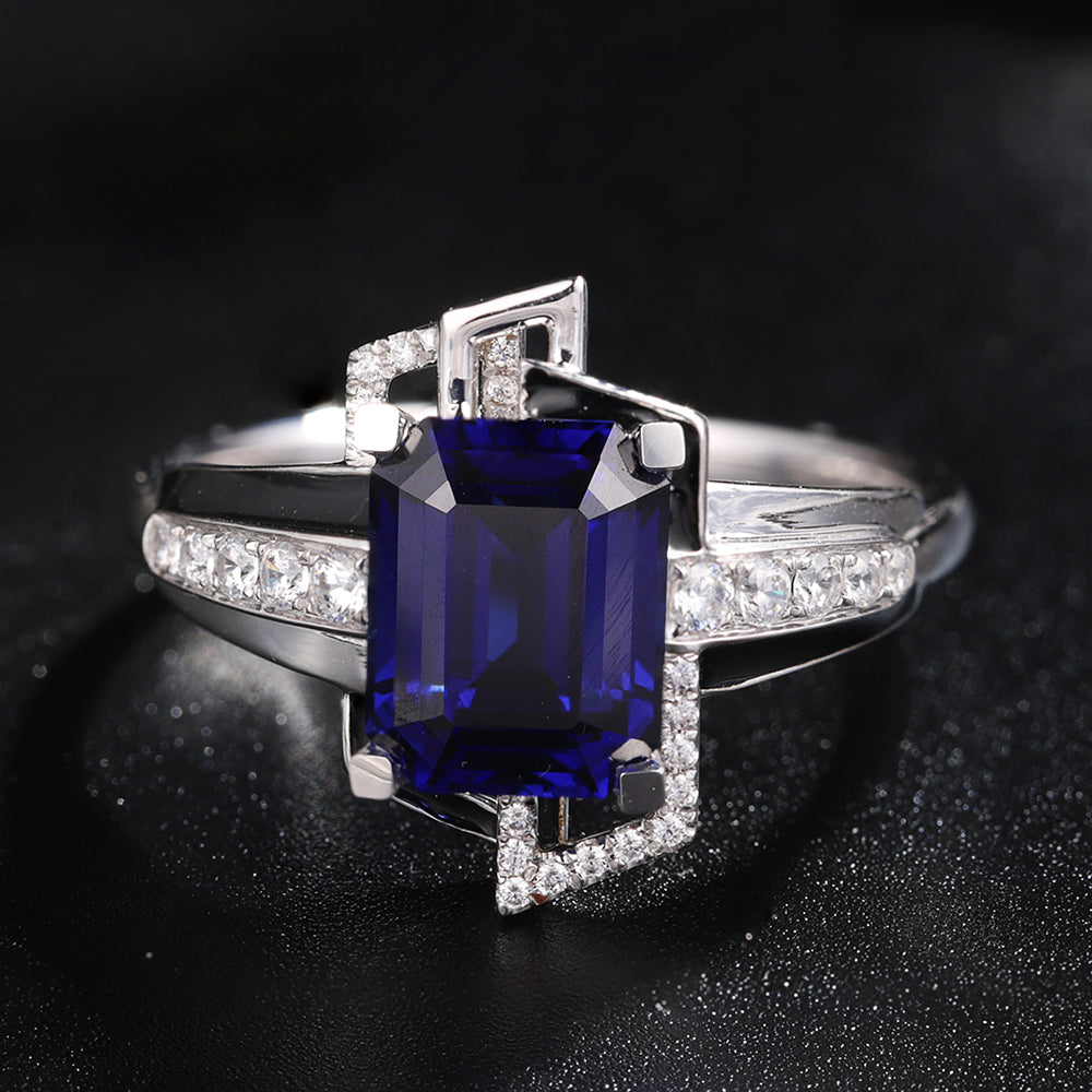 ANSTER JEWELRY 4.46ct Lab Grown Sapphire S925 Ring
