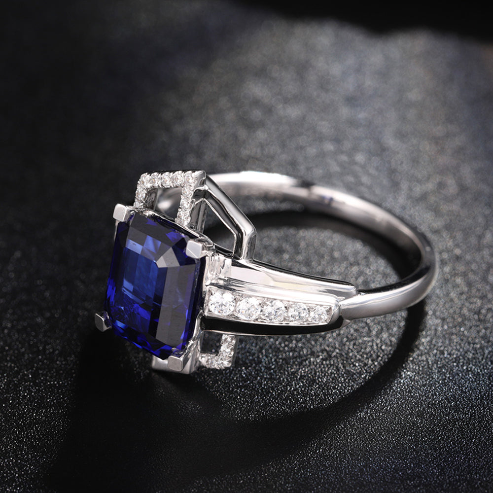 ANSTER JEWELRY 4.46ct Lab Grown Sapphire S925 Ring