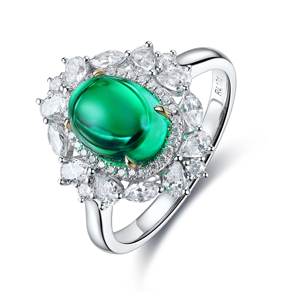ANSTER JEWELRY 3 CTW Round Lab Grown Emerald 18K Gold Ring plated