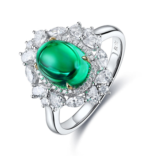 ANSTER JEWELRY 3 CTW Round Lab Grown Emerald 18K Gold Ring plated