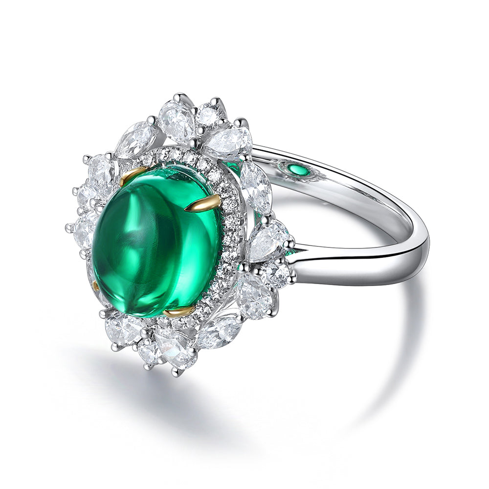 ANSTER JEWELRY 3 CTW Round Lab Grown Emerald 18K Gold Ring plated