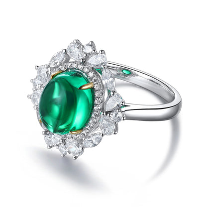 ANSTER JEWELRY 3 CTW Round Lab Grown Emerald 18K Gold Ring plated