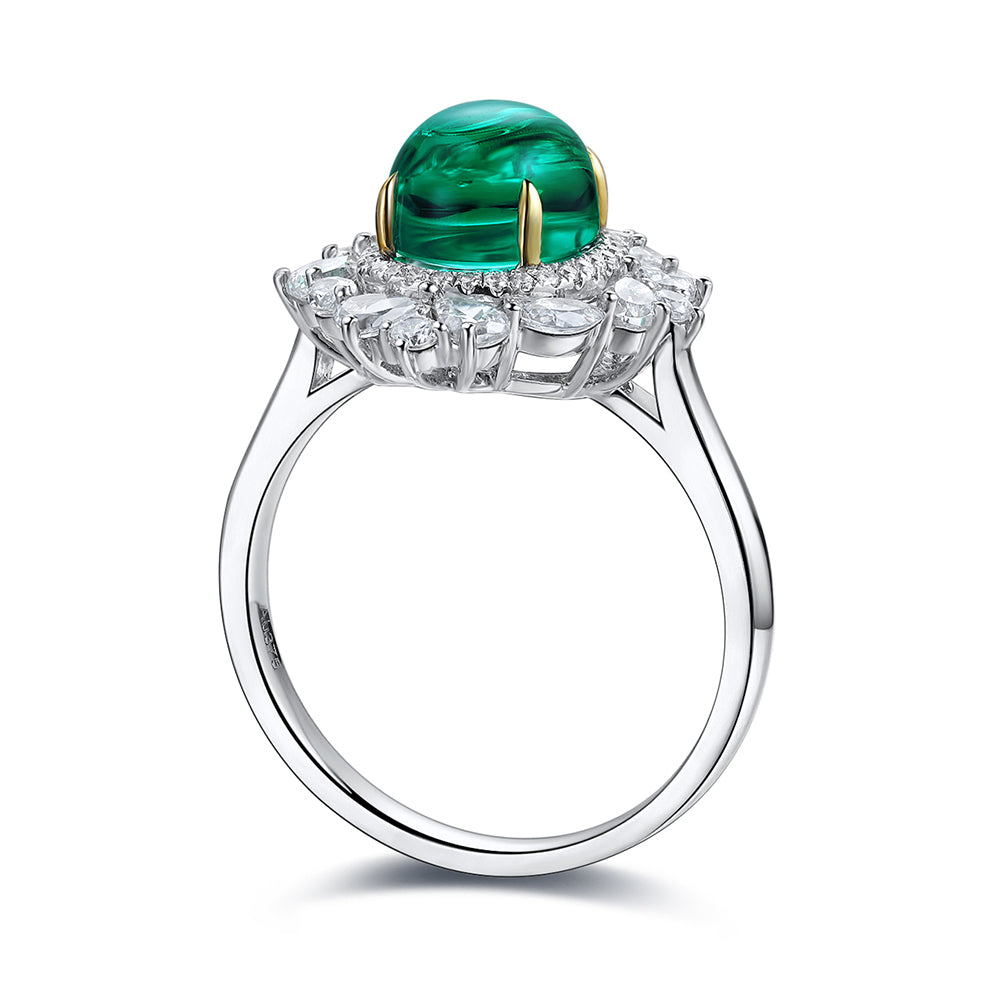 ANSTER JEWELRY 3 CTW Round Lab Grown Emerald 18K Gold Ring plated