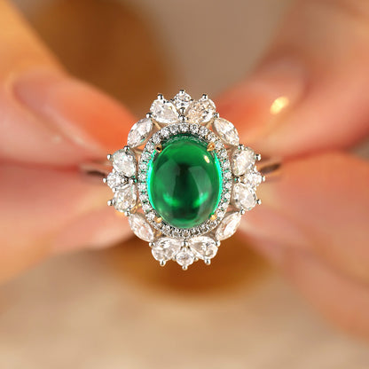 ANSTER JEWELRY 3 CTW Round Lab Grown Emerald 18K Gold Ring plated