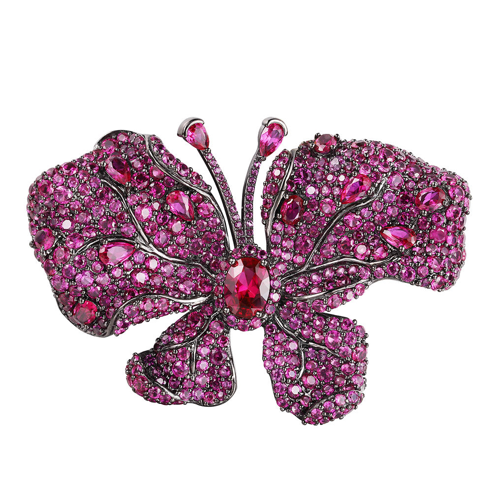 ANSTERGEMS Butterfly Shape Gemstone 925 Silver Brooch
