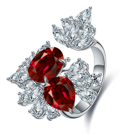 8.5 CTW Oval Lab Grown Ruby 925 Silver Ring plated