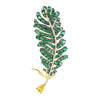ANSTER JEWELRY Green Color Feather Gemstone Brooch