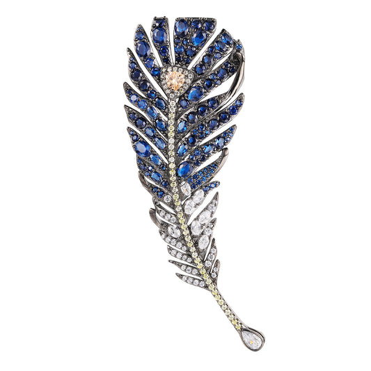 ANSTERGEMS Feather Necklace Gemstone Brooch