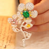 ANSTER JEWELRY Flower Shape Gemstone Brooch