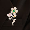 ANSTER JEWELRY Flower Shape Gemstone Brooch