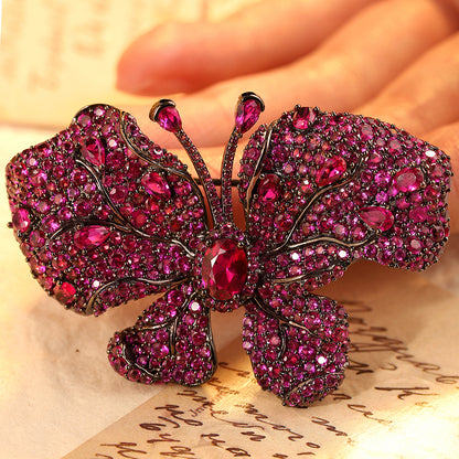 ANSTERGEMS Butterfly Shape Gemstone 925 Silver Brooch