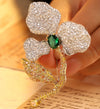 ANSTER JEWELRY Elegant Flower Shape 18K Gold Lab Grown Gemstone Brooch