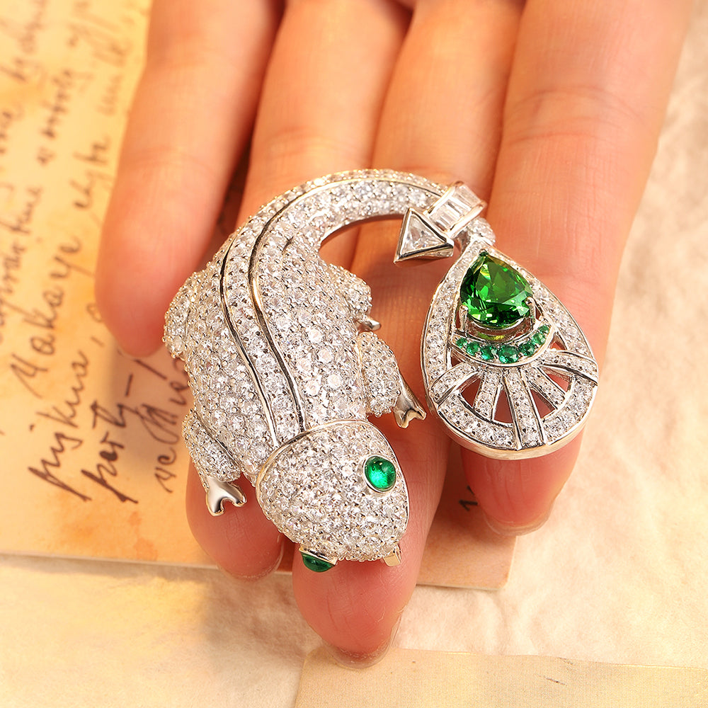ANSTERGEMS Broche de Peixe Bonito com Pedras Preciosas