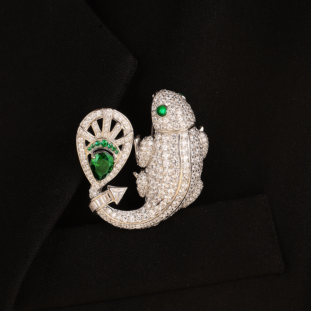 ANSTERGEMS Broche de Peixe Bonito com Pedras Preciosas
