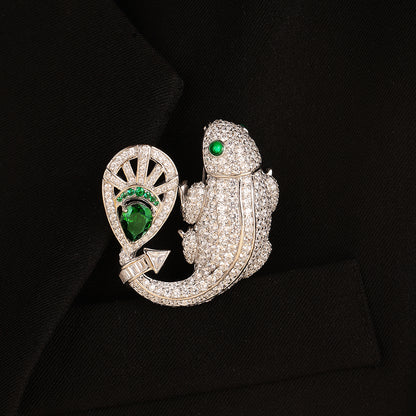 ANSTERGEMS Broche de Peixe Bonito com Pedras Preciosas