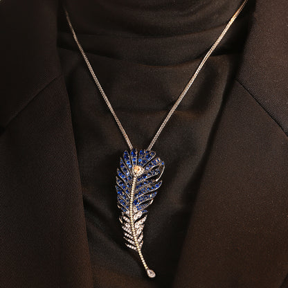 ANSTERGEMS Feather Necklace Gemstone Brooch
