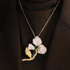 ANSTER JEWELRY Elegant Flower Shape 18K Gold Lab Grown Gemstone Brooch
