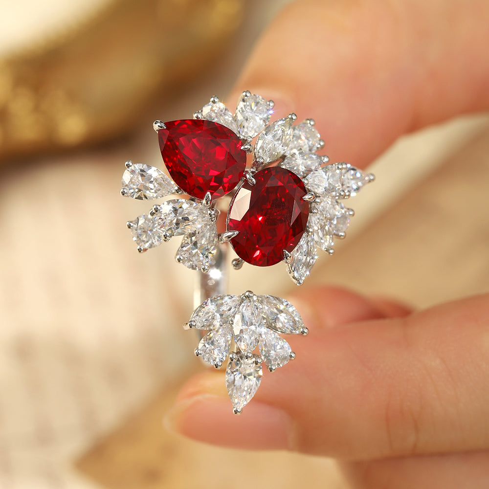 8.5 CTW Oval Lab Grown Ruby 925 Silver Ring plated