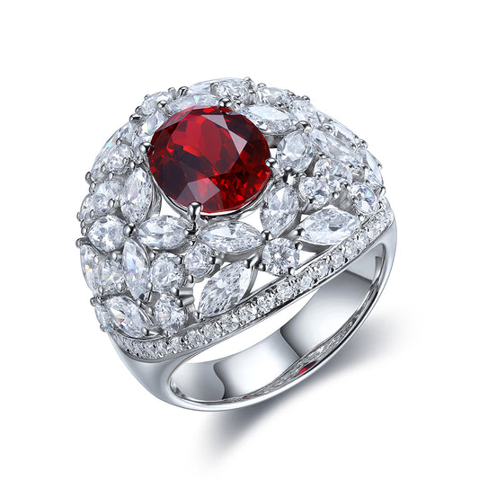 3.66ct Luxury S925 Silver Lab Ruby Ring