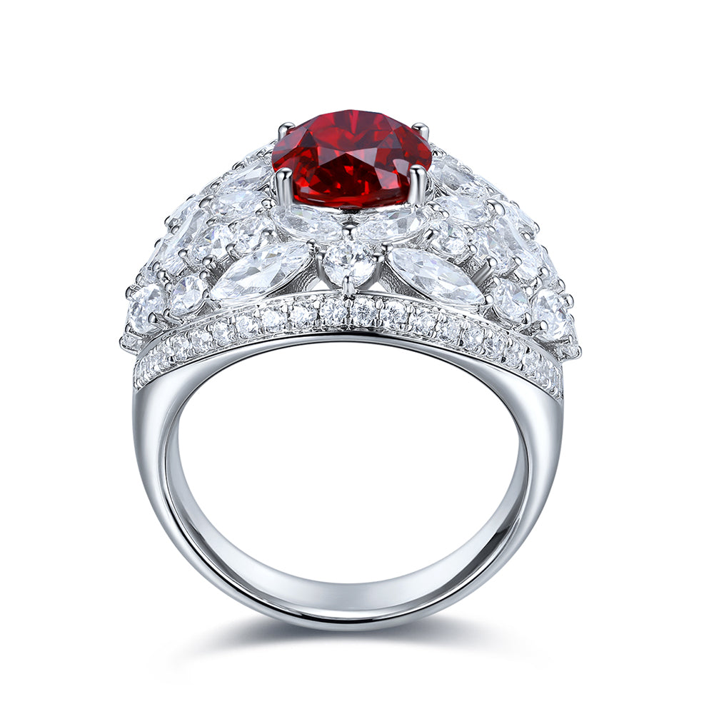 3.66ct Luxury S925 Silver Lab Ruby Ring