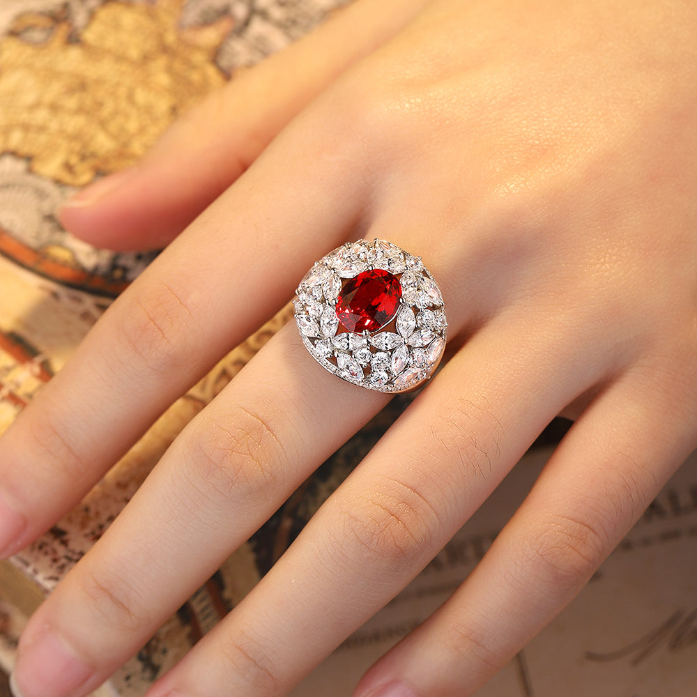 3.66ct Luxury S925 Silver Lab Ruby Ring