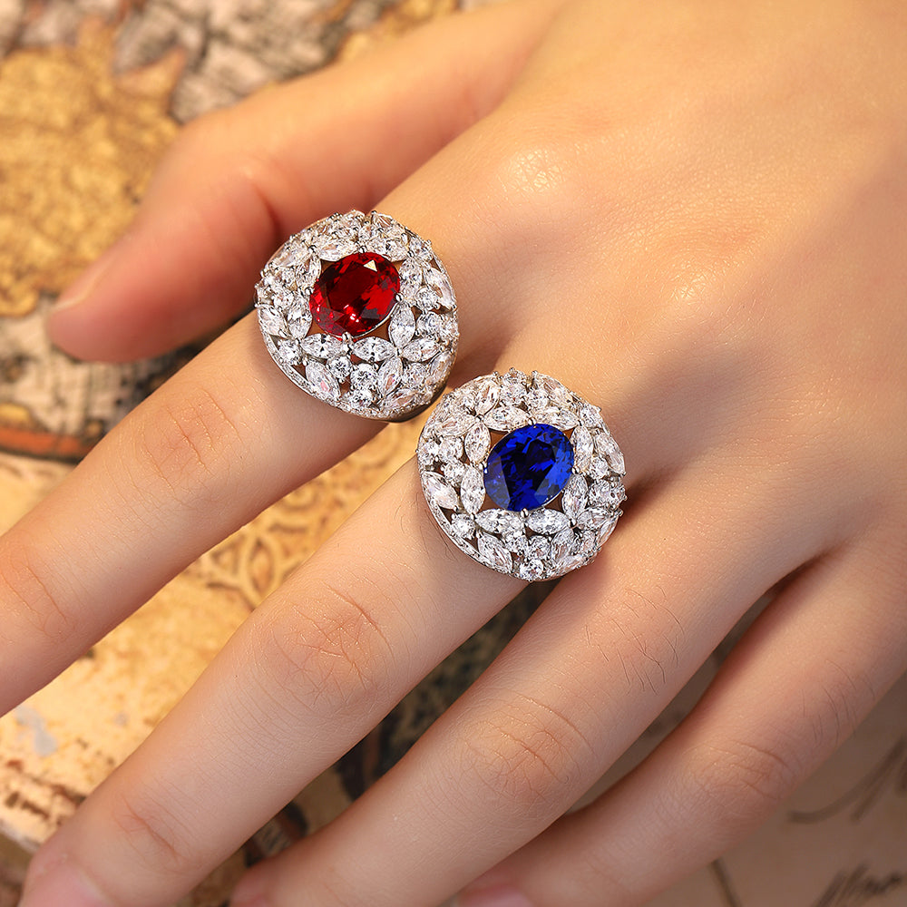 3.66ct Luxury S925 Silver Lab Ruby Ring