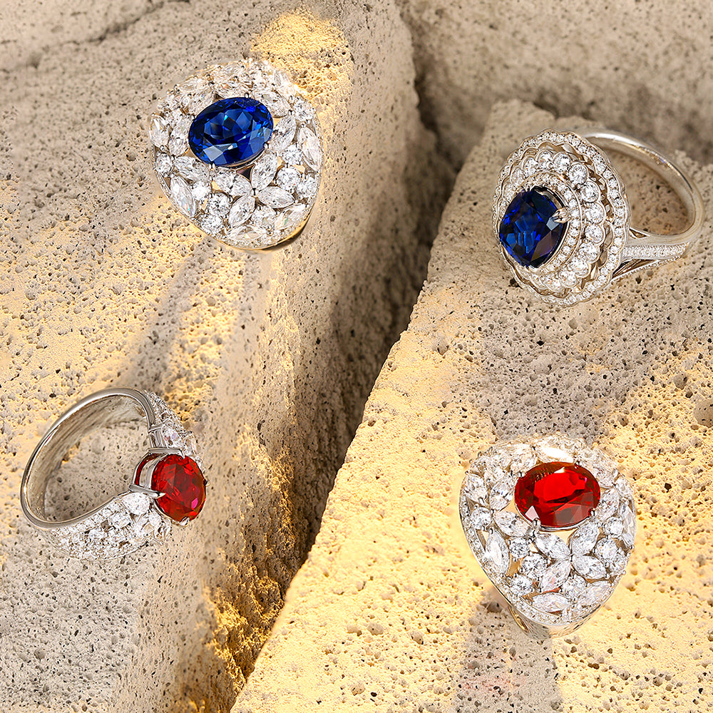 3.66ct Luxury S925 Silver Lab Ruby Ring