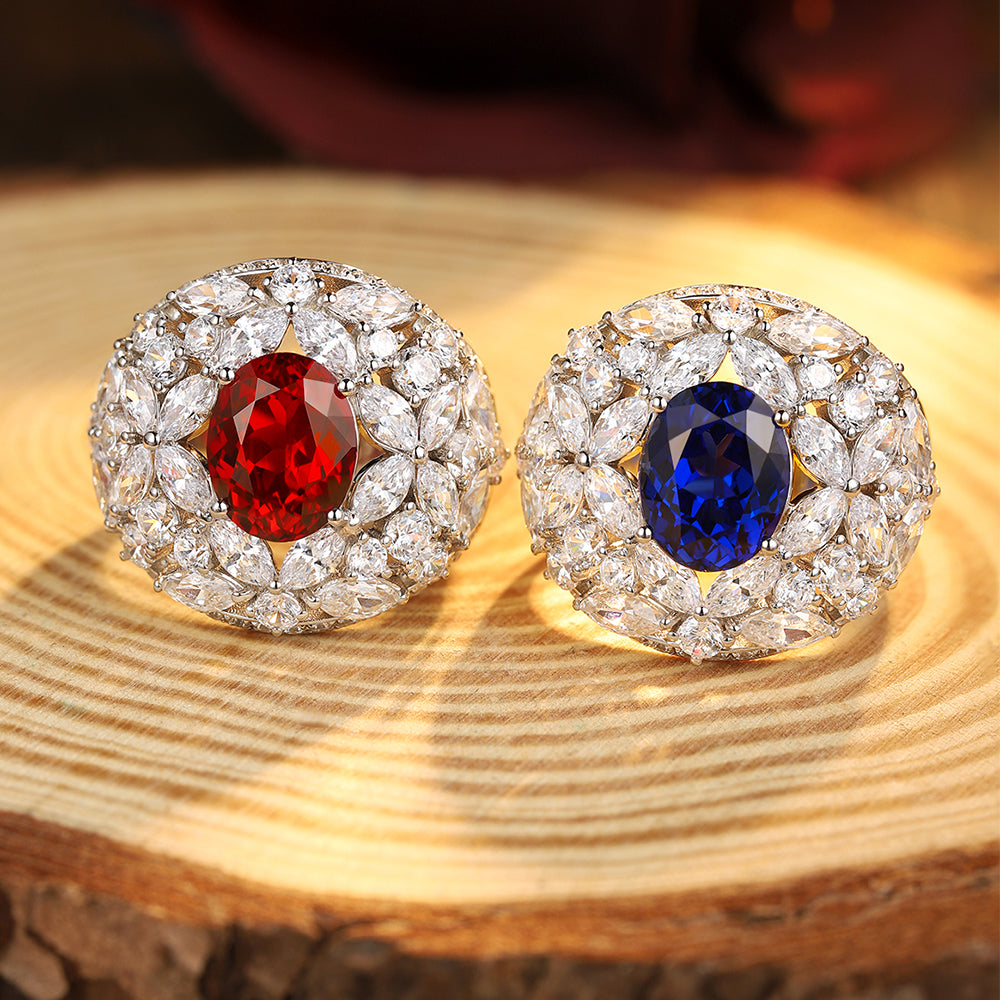 3.66ct Luxury S925 Silver Lab Ruby Ring