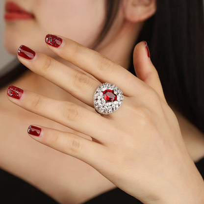 3.66ct Luxury S925 Silver Lab Ruby Ring