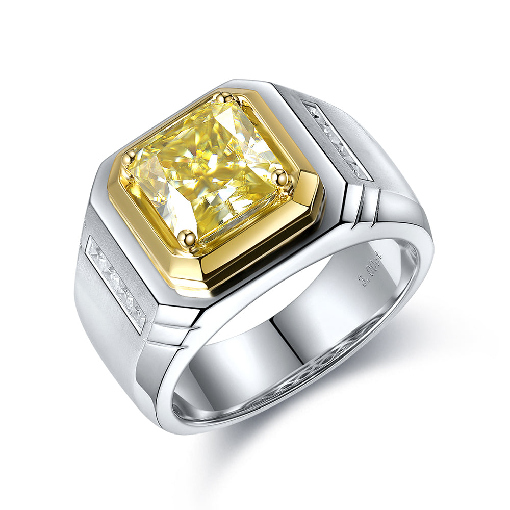 ANSTER JEWELRY 2.37 CTW Asscher Lab Grown Emerald 18K Gold Ring plated Men Ring