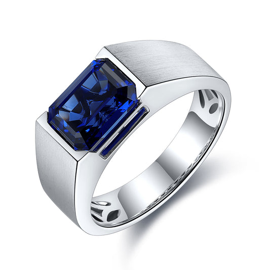 3.51 CTW Victorian Lab Grown Sapphire S925 Ring plated