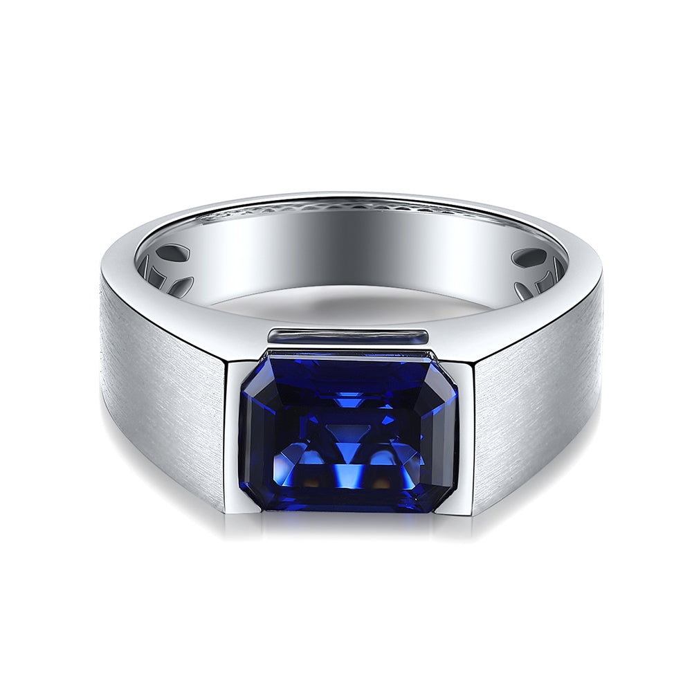 3.51 CTW Victorian Lab Grown Sapphire S925 Ring plated