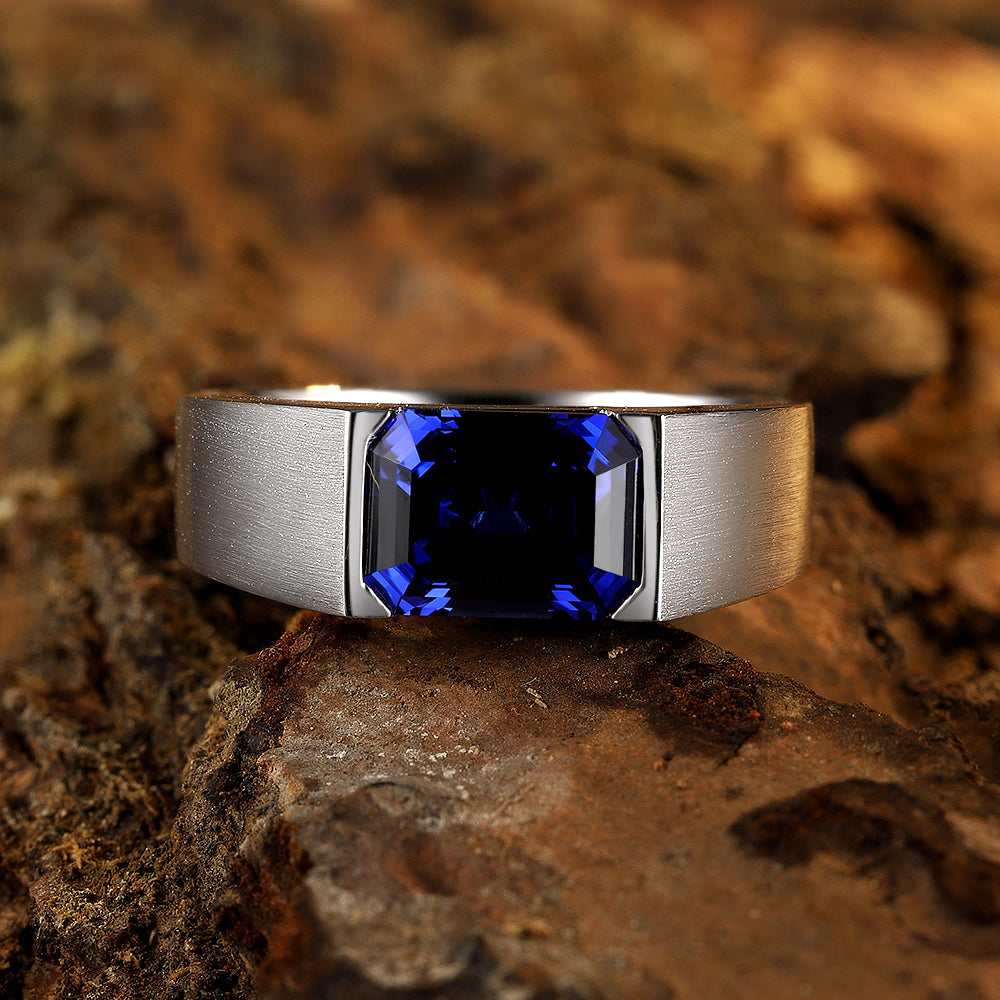 3.51 CTW Victorian Lab Grown Sapphire S925 Ring plated