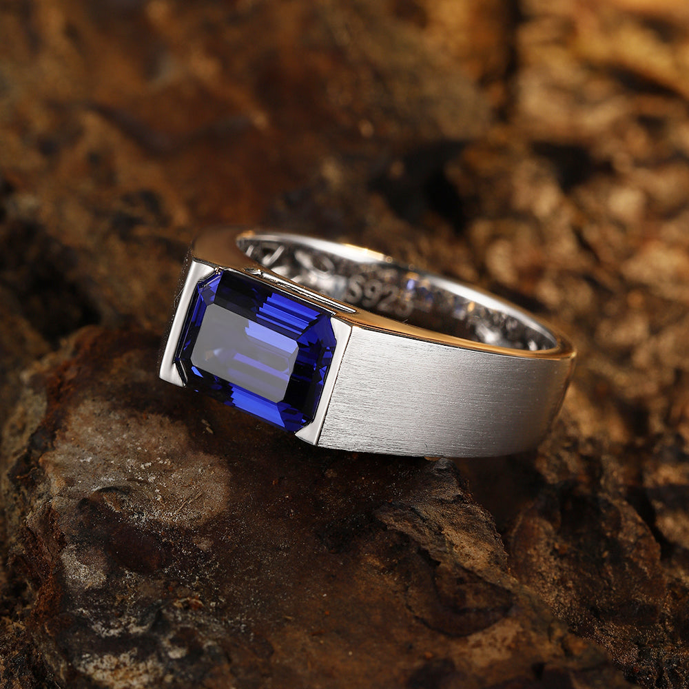 3.51 CTW Victorian Lab Grown Sapphire S925 Ring plated