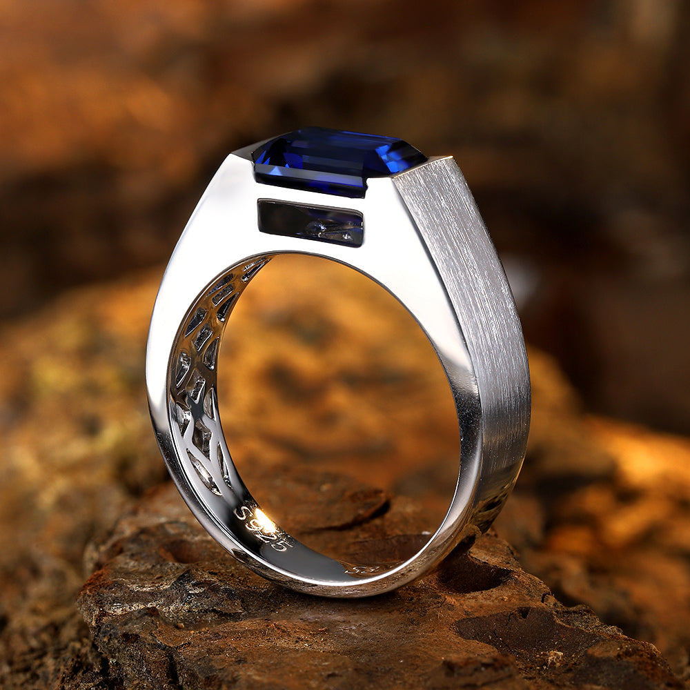 3.51 CTW Victorian Lab Grown Sapphire S925 Ring plated