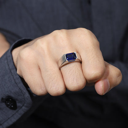3.51 CTW Victorian Lab Grown Sapphire S925 Ring plated