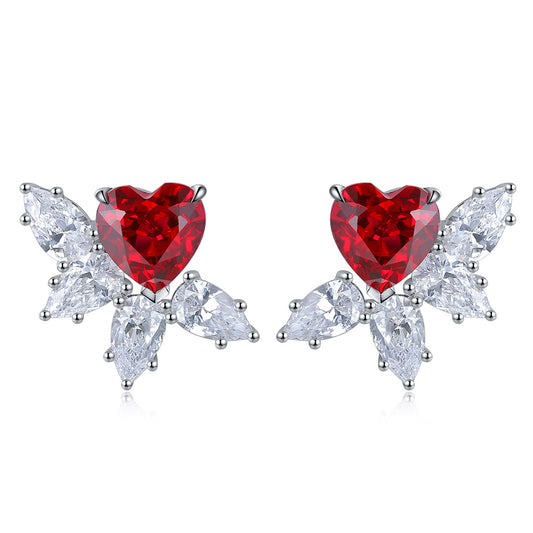 2.32 CTW Heart Lab Grown Ruby S925 Earrings plated