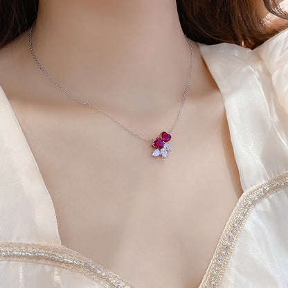 3.5 CTW Heart Lab Grown Ruby S925 Necklace plated