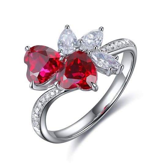 2.3 CTW Heart Lab Grown Ruby S925 Ring plated