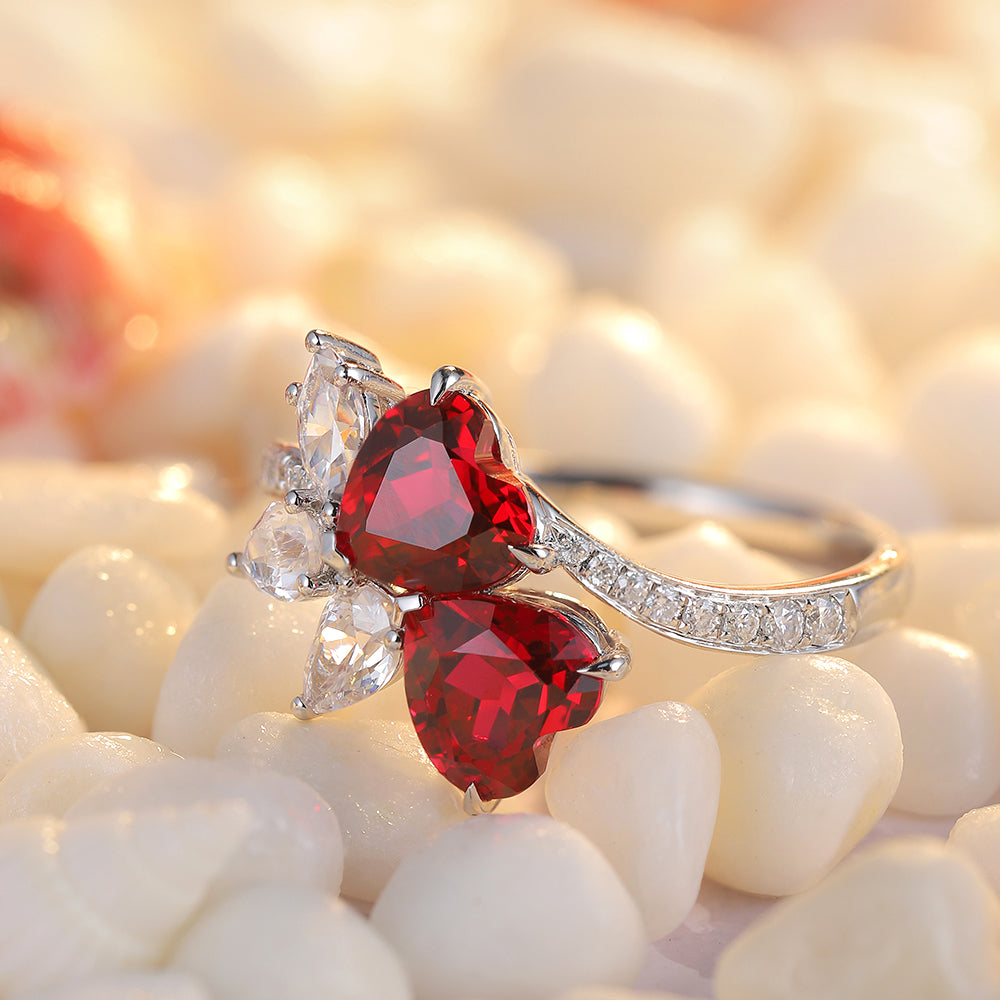 2.3 CTW Heart Lab Grown Ruby S925 Ring plated