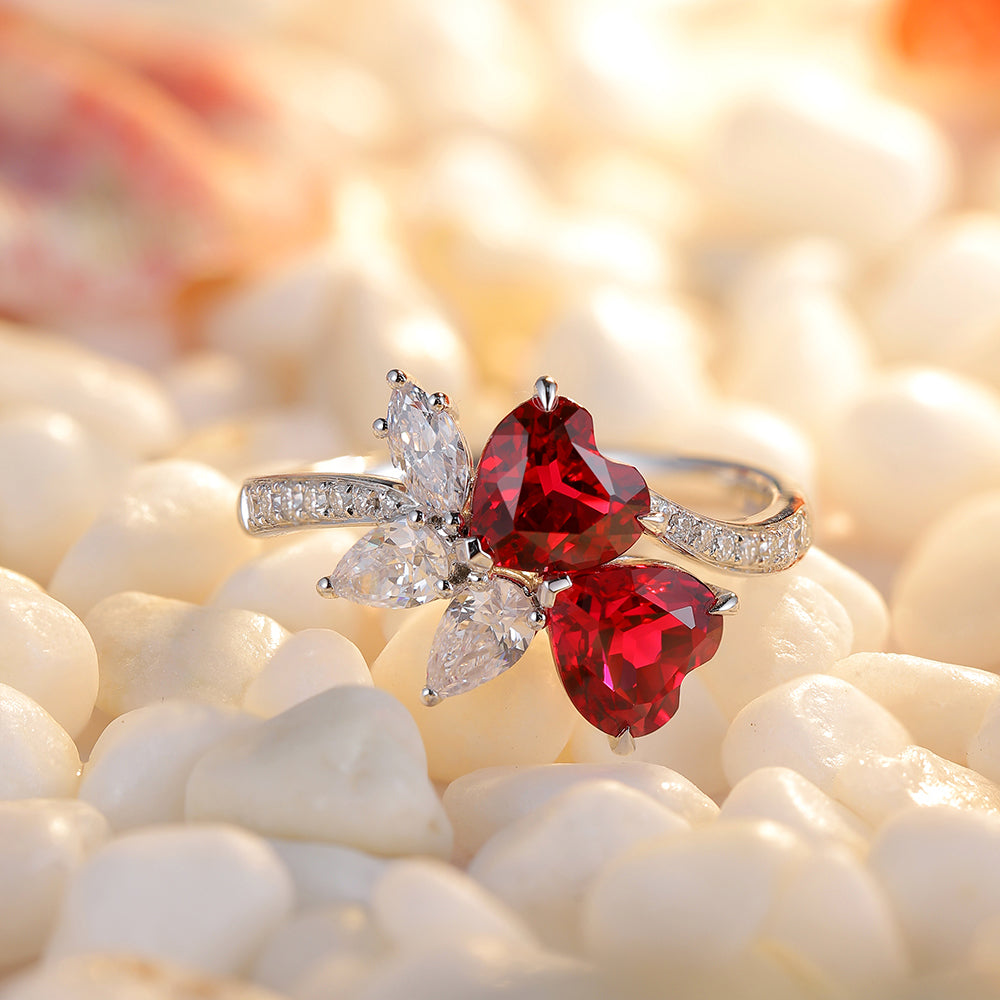 2.3 CTW Heart Lab Grown Ruby S925 Ring plated