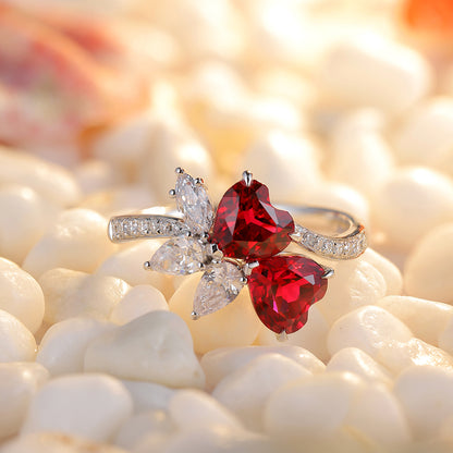 2.3 CTW Heart Lab Grown Ruby S925 Ring plated