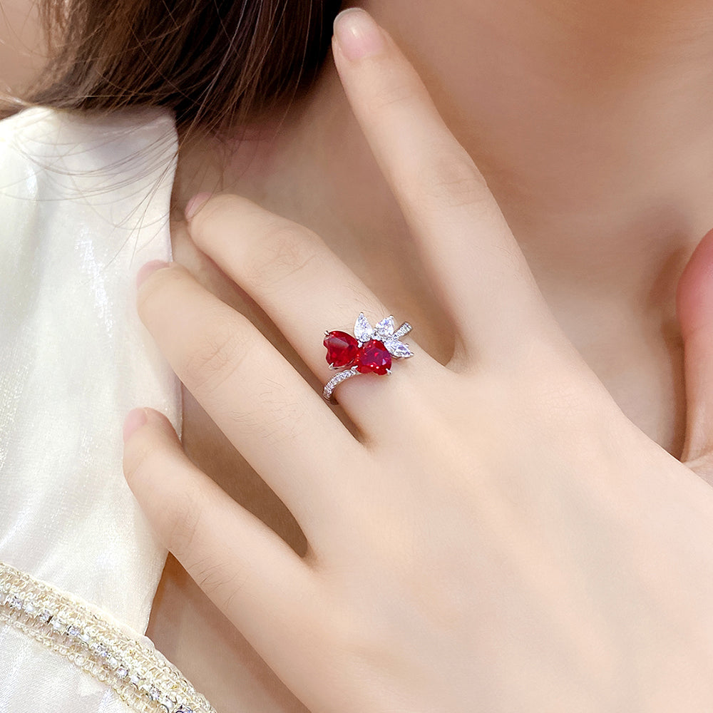 2.3 CTW Heart Lab Grown Ruby S925 Ring plated
