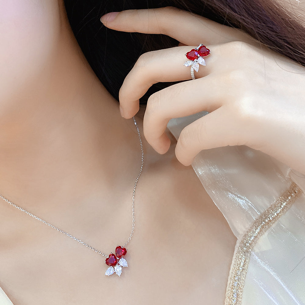 2.3 CTW Heart Lab Grown Ruby S925 Ring plated