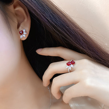 2.3 CTW Heart Lab Grown Ruby S925 Ring plated