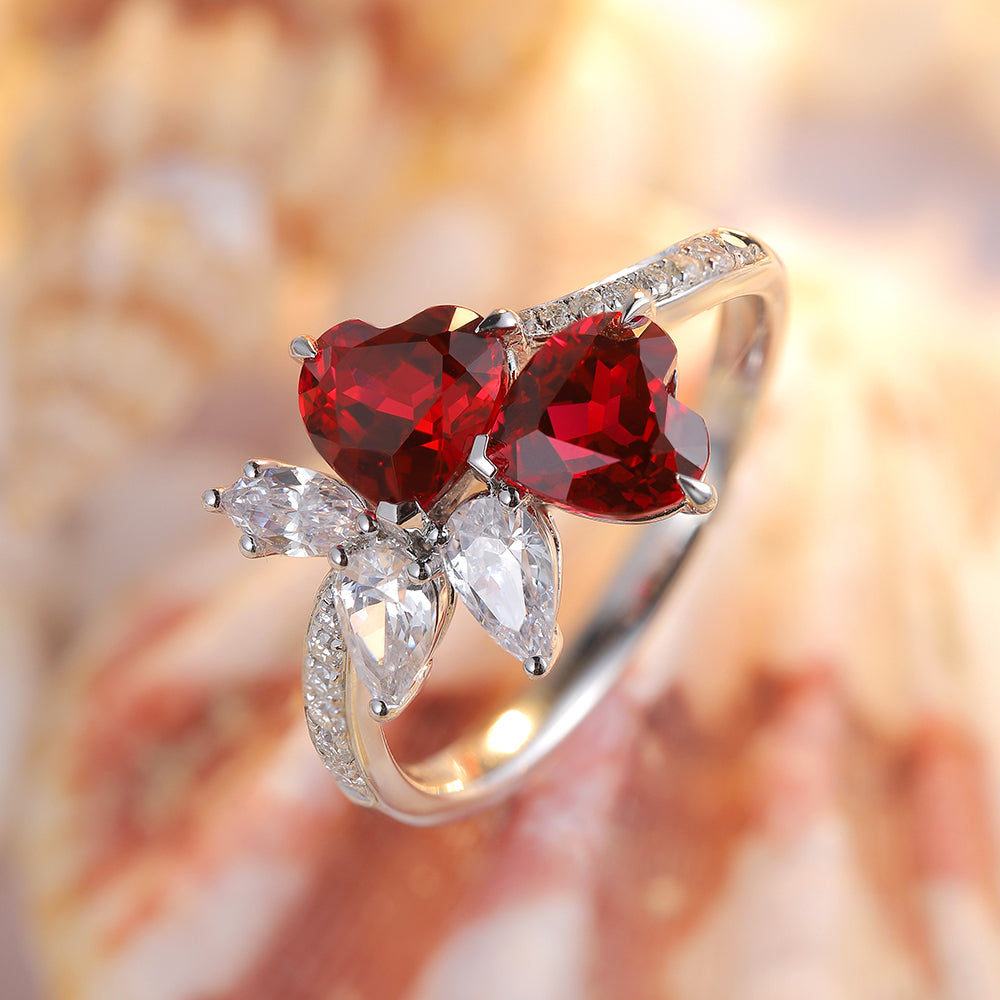 2.3 CTW Heart Lab Grown Ruby S925 Ring plated