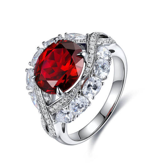 4.8 CTW Oval Lab Grown Ruby S925 Ring plated