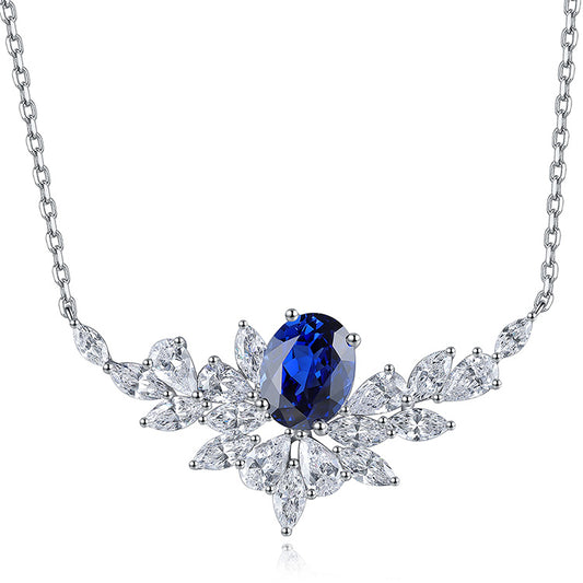 ANSTER JEWELRY 2.715ct Lab Grown Sapphire 925 Silver Necklace