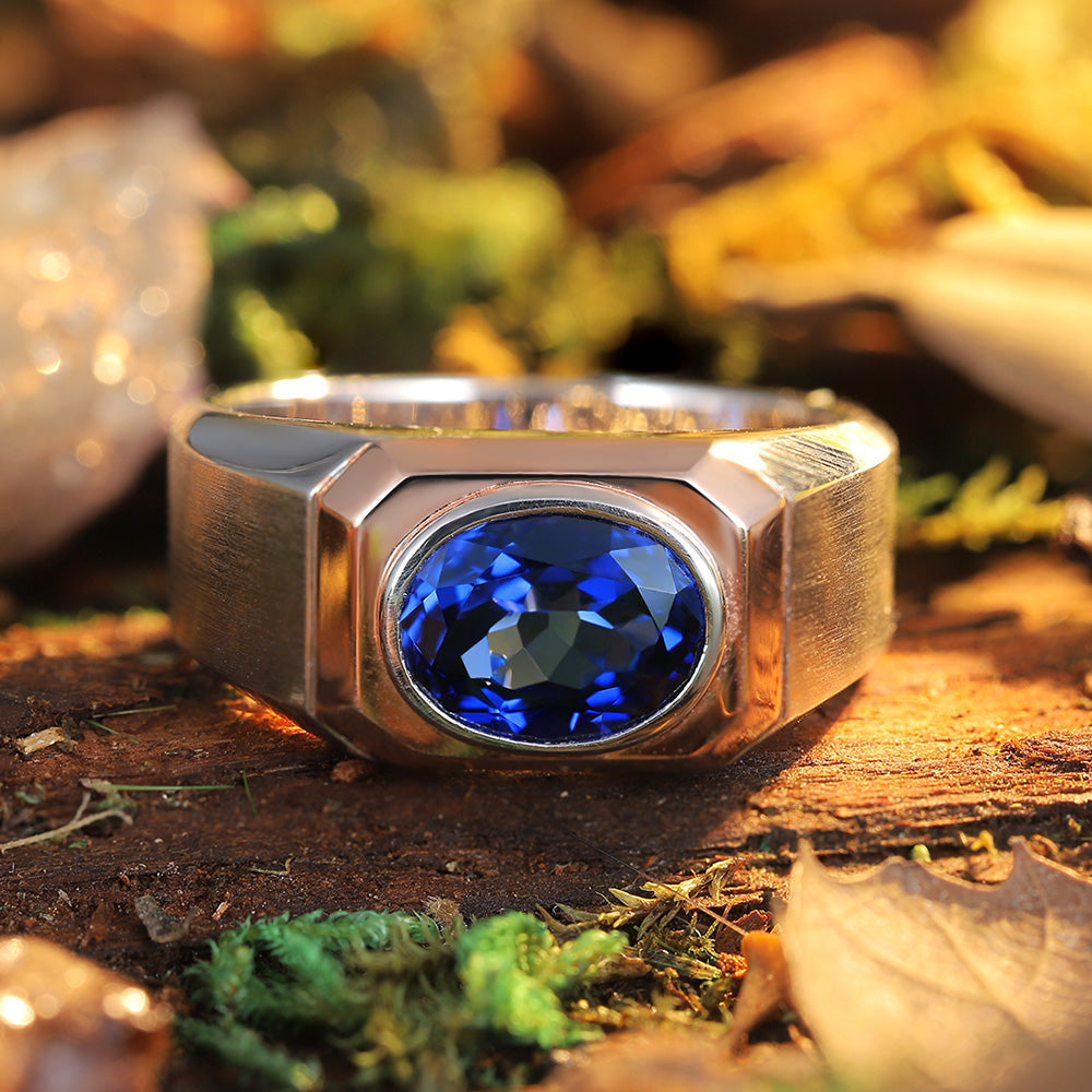 2.64 CTW Oval Lab Grown Sapphire S925 Ring plated