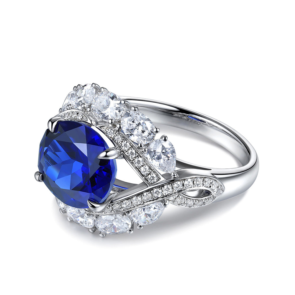 4.8 CTW Oval Lab Grown Sapphire S925 Ring plated